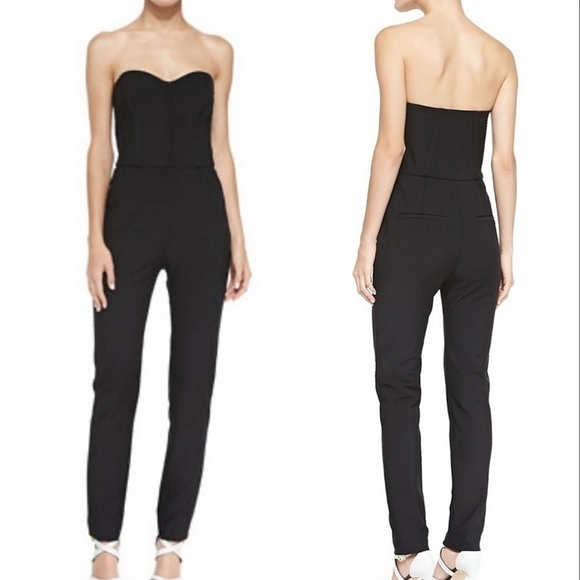 Veronica Beard strapless ponte bustier jumpsuit black 0 NWOT - Picture 1 of 5